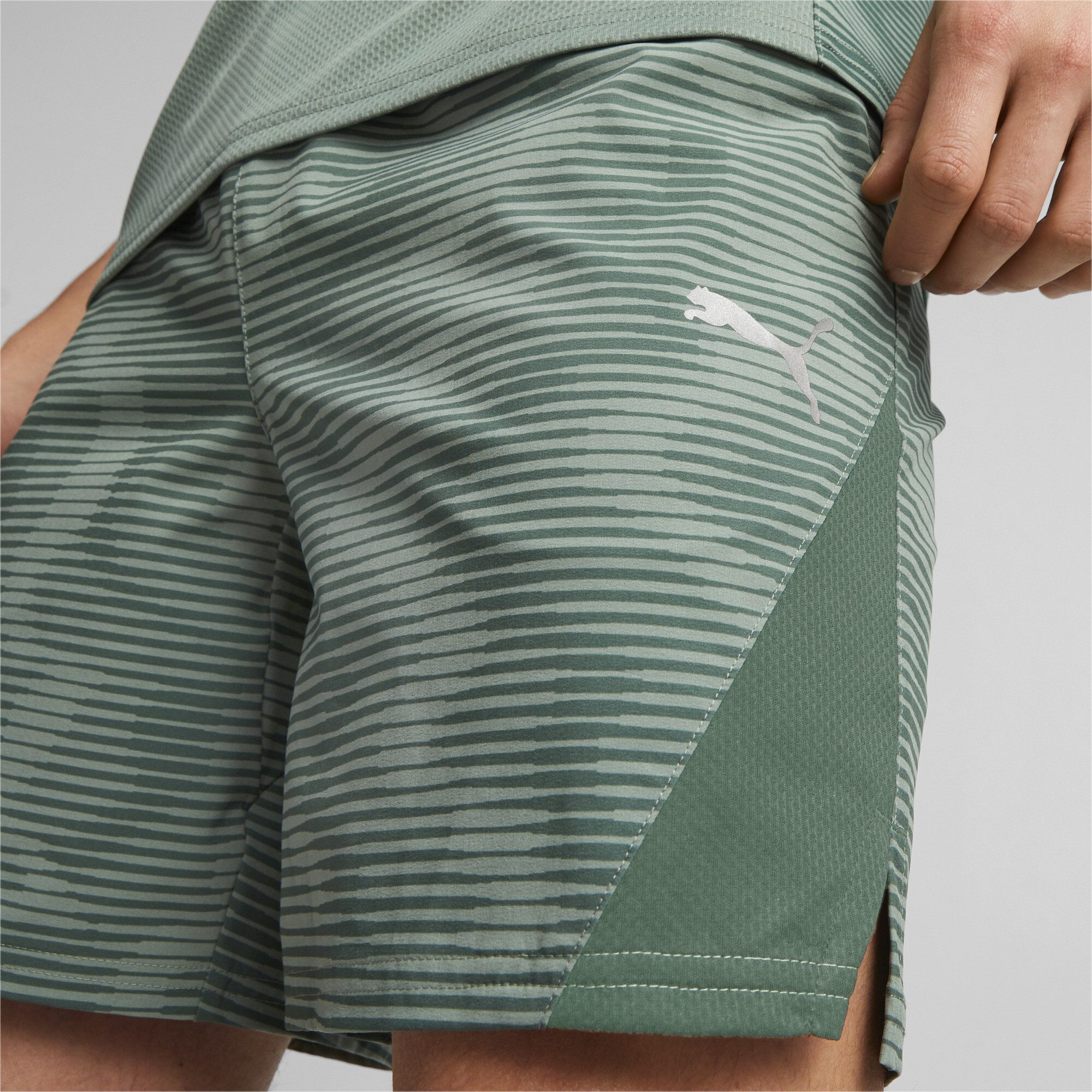 Men's PUMA M Concept Hyperwave 7 Training Shorts In Green, Size Medium, Polyester