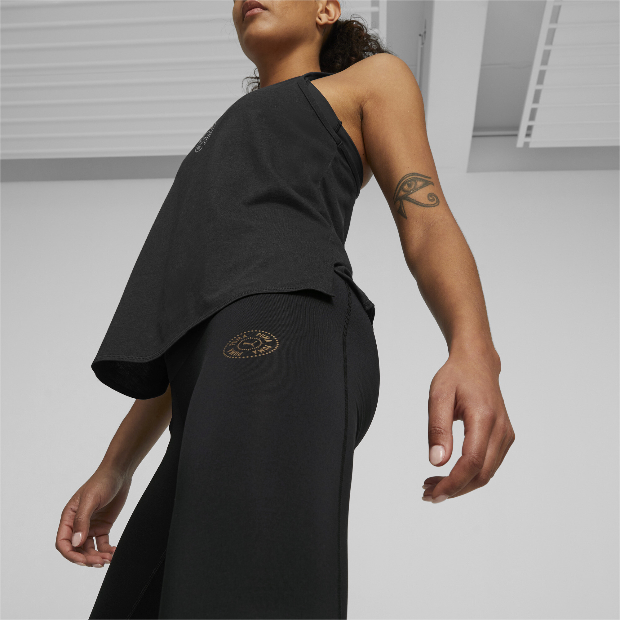 Women's PUMA LOGO LOVE Bootcut Tights In Black, Size Medium