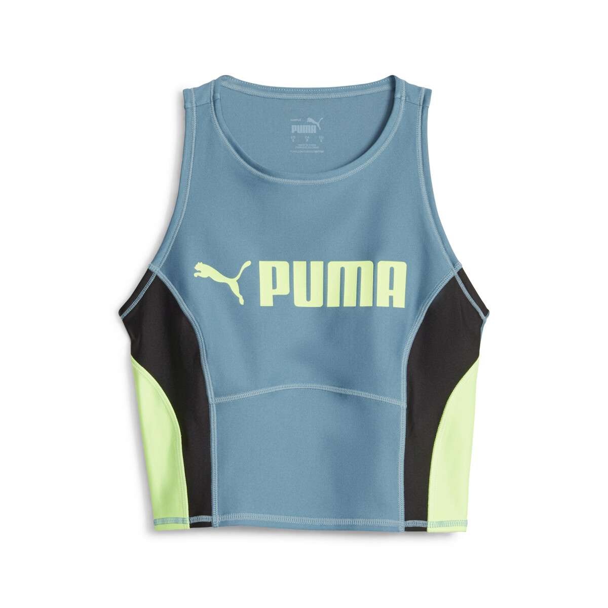 PUMA FIT Women's Eversculpt Training Tank Top in Bold Blue/Speed Green, XS