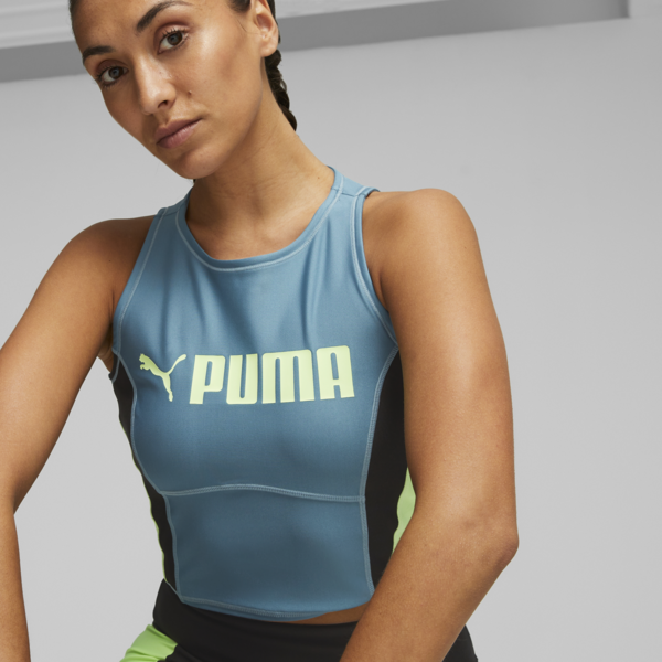 Remera musculosa de training PUMA FIT Eversculpt para mujer, Bold Blue-Speed Green, large-ARG