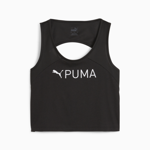 PUMA Fit Women's Training Skimmer Tank Top, PUMA Black-SS24 Puma White, large-MEX