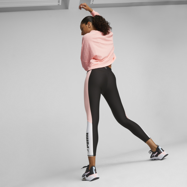 PUMA FIT Women's High Waist Training Leggings, PUMA Black-Koral Ice, large-ZAF