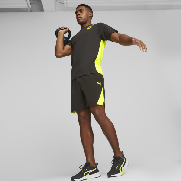 Shorts de training Full UltraBreathe 7" para hombre, PUMA Black-Yellow Burst, large-ARG
