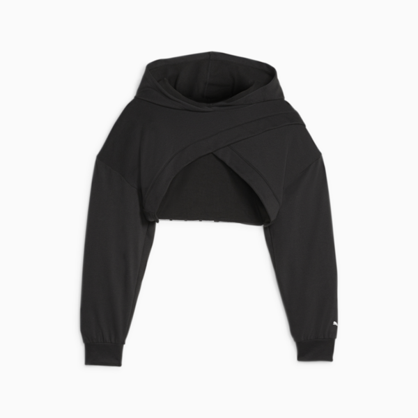 PUMA FIT MOVE Women's Cropped Training Hoodie, PUMA Black-PUMA White, large-ZAF