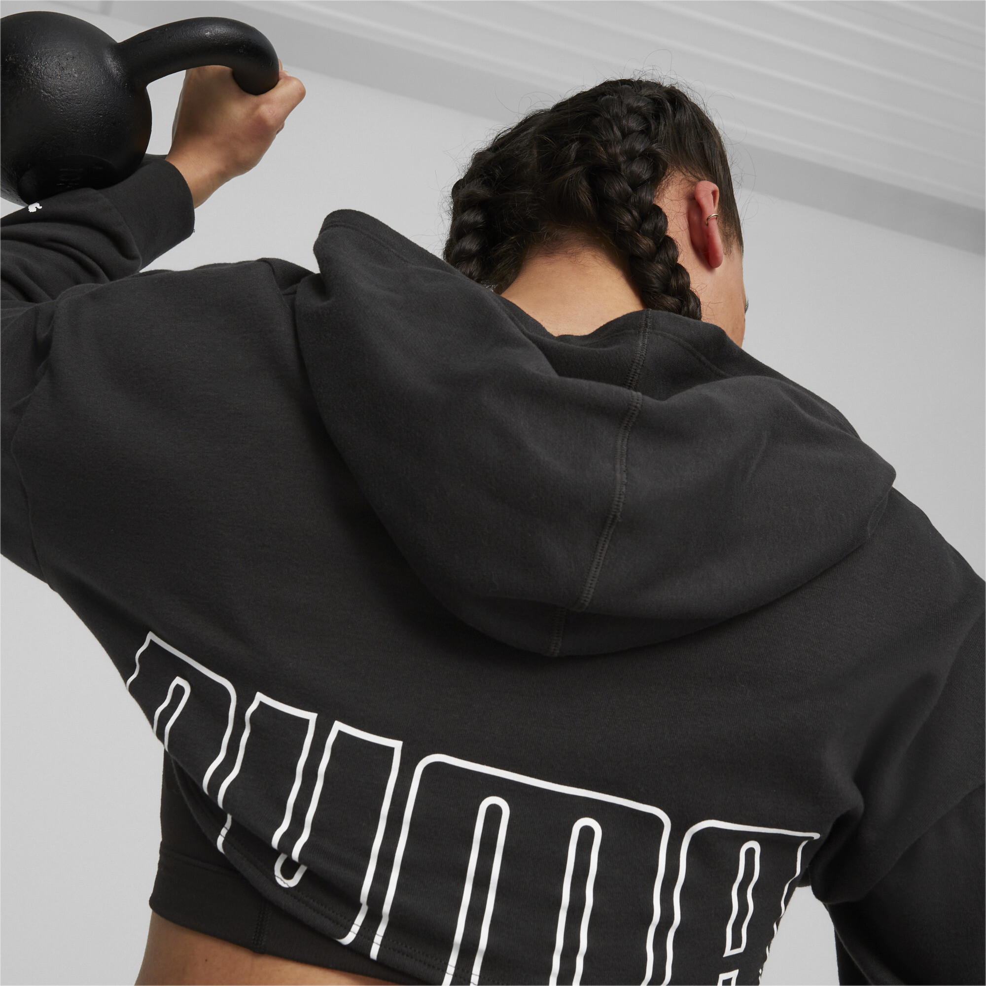 Women's PUMA FIT MOVE Cropped Training Hoodie In Black, Size Small