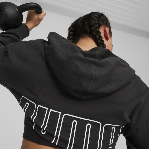 PUMA FIT MOVE Women's Cropped Training Hoodie, PUMA Black-PUMA White, large-ZAF