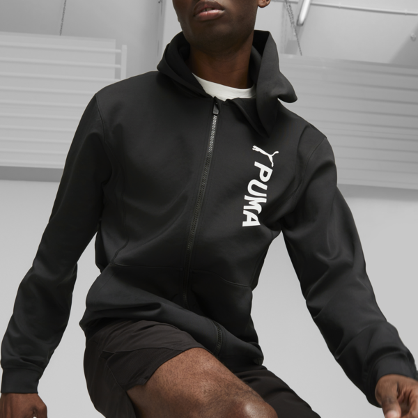 Campera con capucha para hombre PUMA Fit, PUMA Black, large-ARG