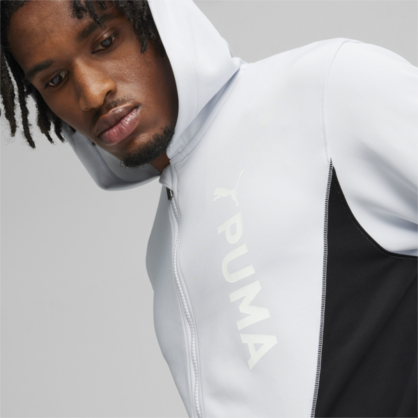 Campera con capucha para hombre PUMA Fit, Silver Mist, large-ARG