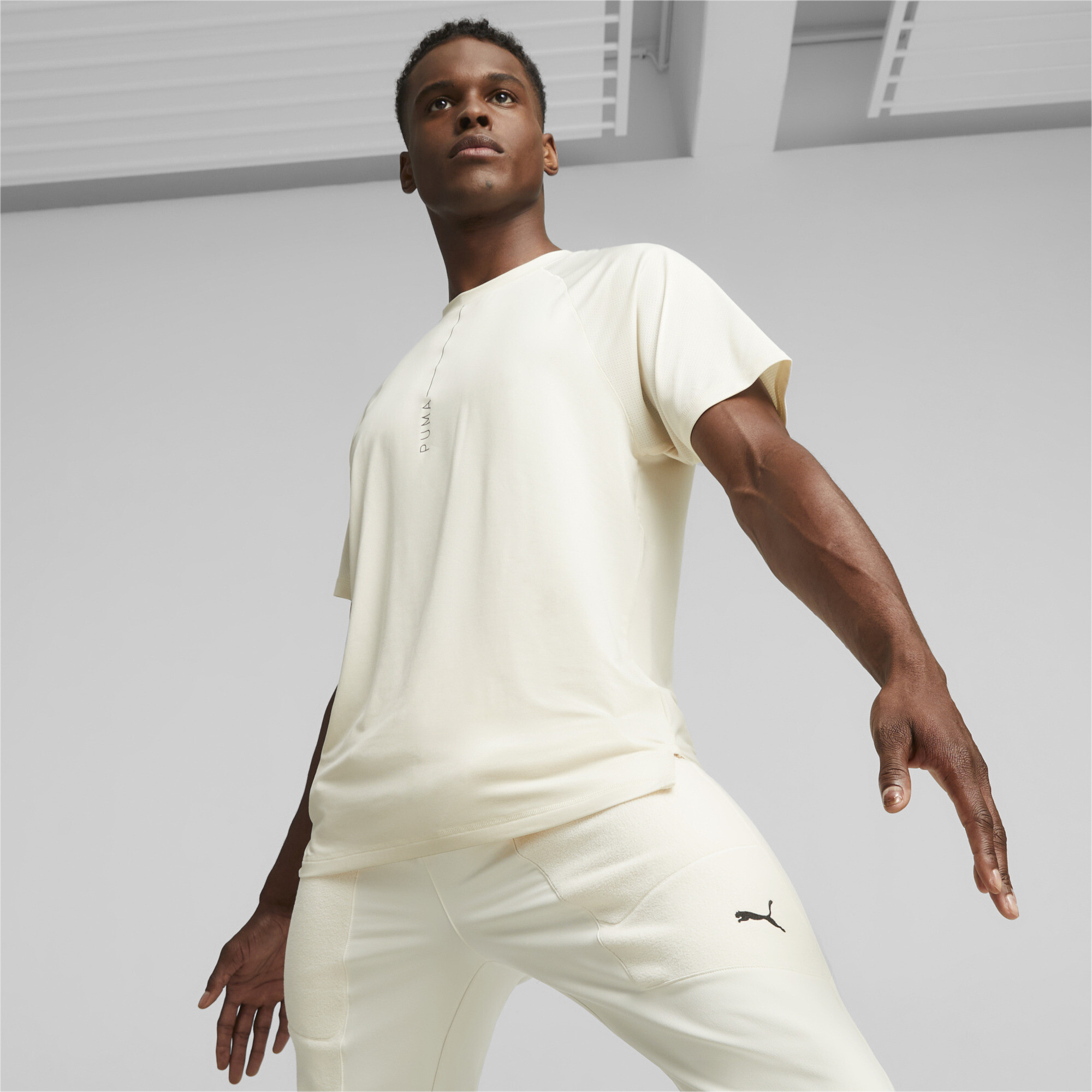 Men's Puma Men's Studio Yogini Lite T-Shirt, White, Size XS, Clothing