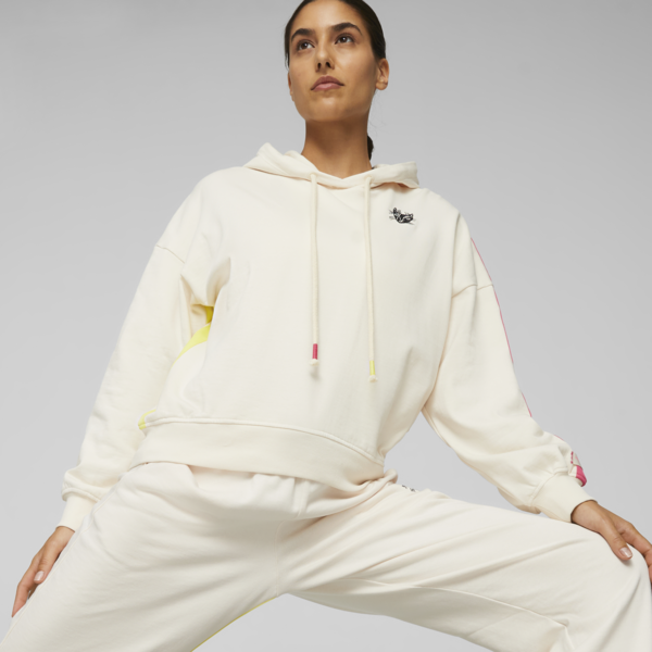 Buzo con capucha PUMA x lemlem polar para mujer, Ghost Pepper, large-ARG