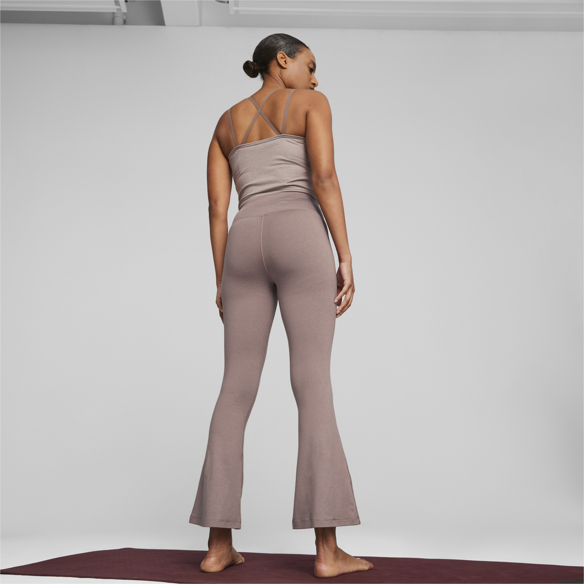 Women's PUMA STUDIO YOGINI LUXE FLARE Training Pants In Brown, Size XS