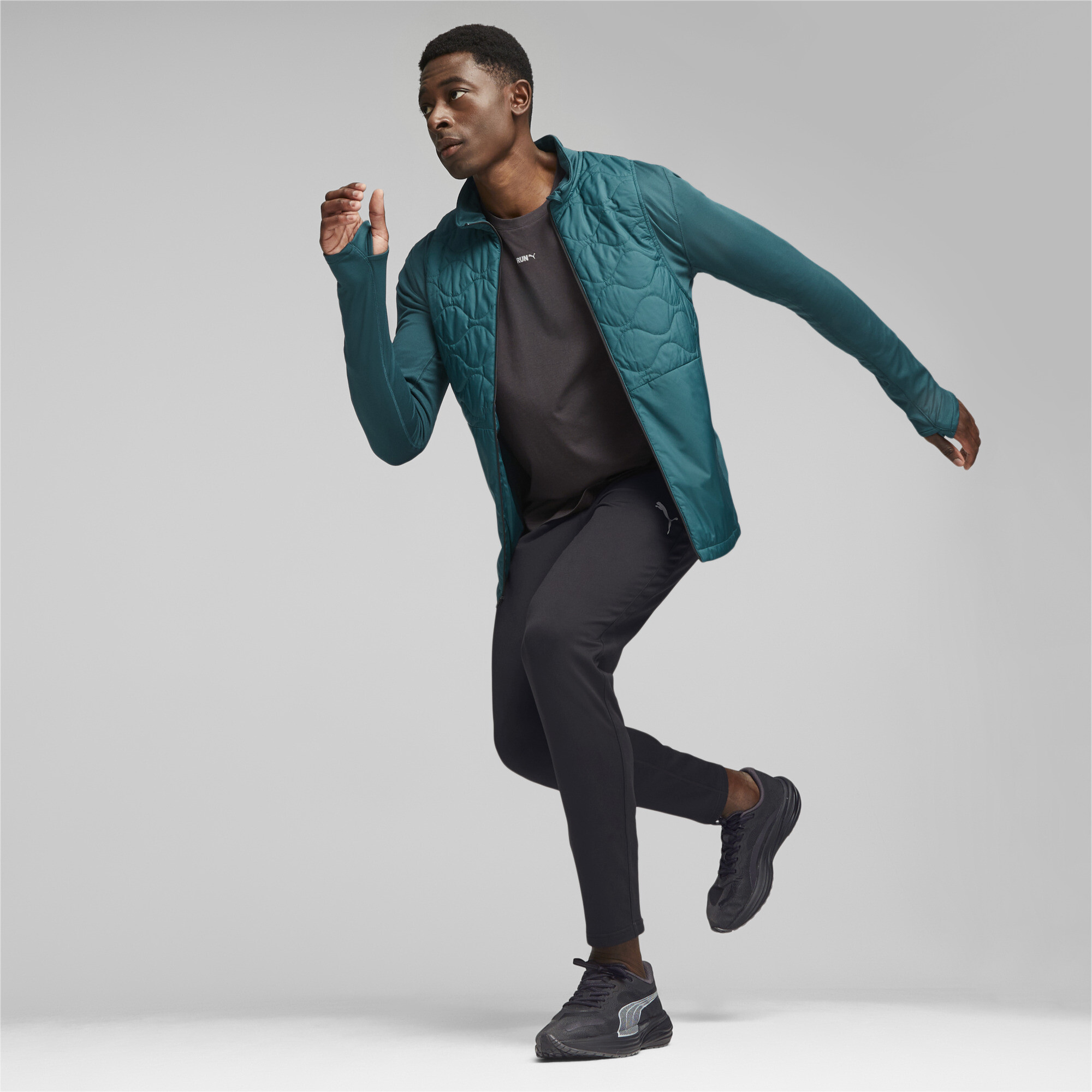 Men's Puma RUN CLOUDSPUN WRMLBL's Running Jacket, Green, Size XXL, Clothing