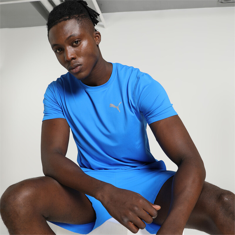 Men's PUMA Run Cloudspun Crew Neck T-shirt in Black/Blue size L