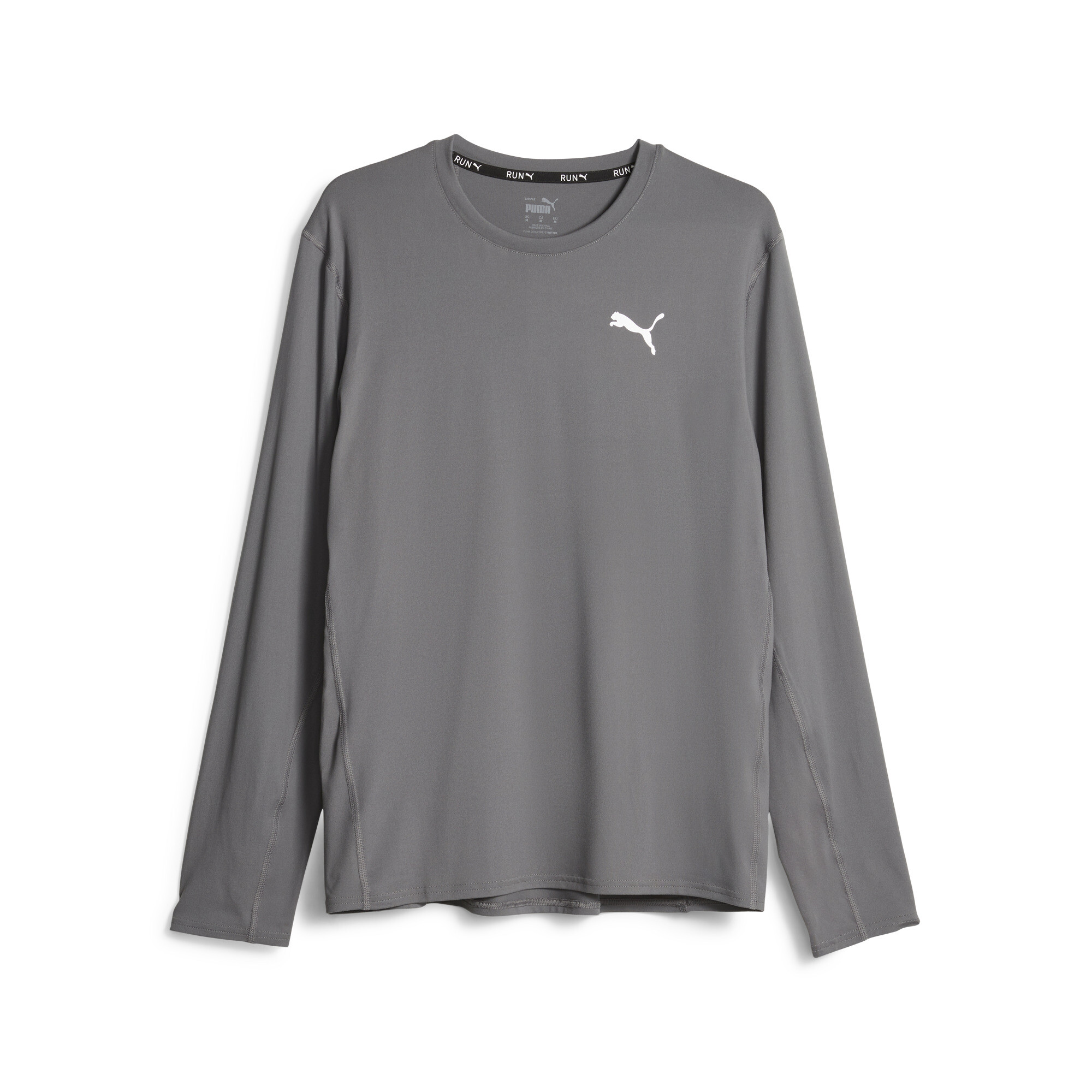 Men's PUMA RUN CLOUDSPUN Long Sleeve Running T-Shirt In Gray, Size Large, Polyester