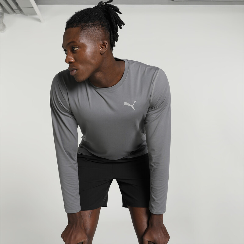 Men's PUMA RUN CLOUDSPUN Long Sleeve Running Crew Neck T-shirt in Gray size  XL