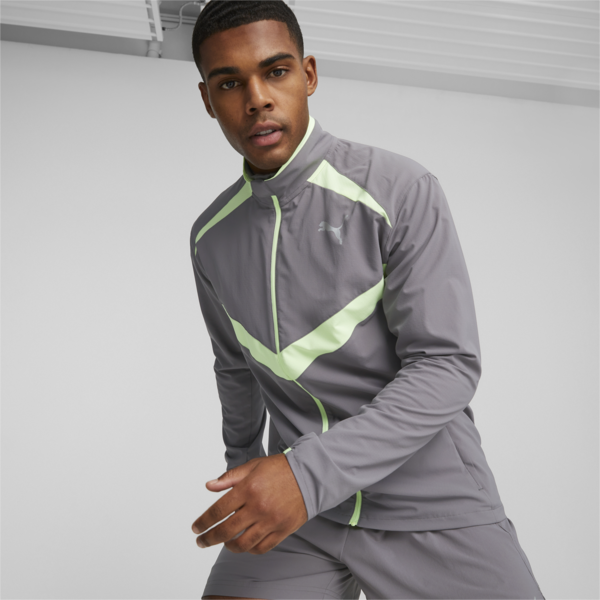 Campera de running Ultraweave para hombre, Cool Dark Gray-Speed Green, large-ARG
