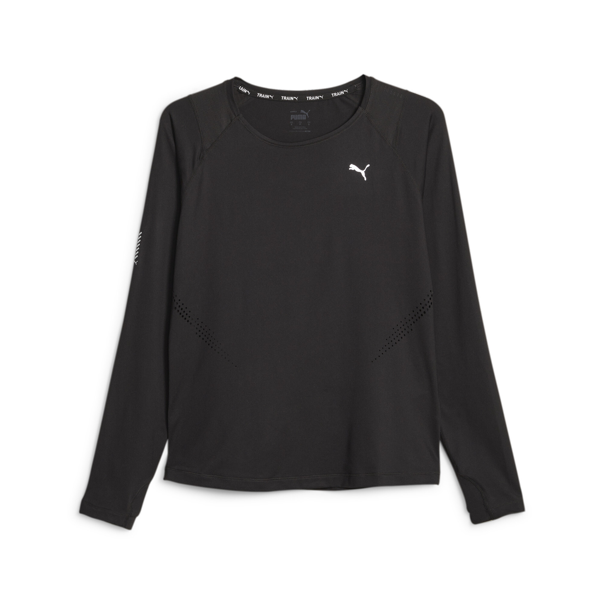 Women's Puma Cloudspun Long Sleeve Running T-Shirt, Black, Size M, Clothing