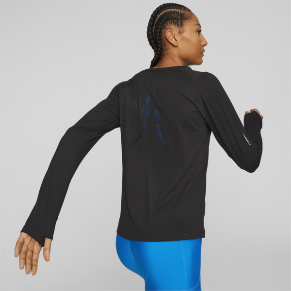 Cloudspun Long Sleeve Running Tee Women, PUMA Black, large-ZAF