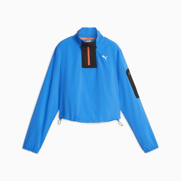 Half-Zip Running Jacket Women, Ultra Blue, large-ZAF