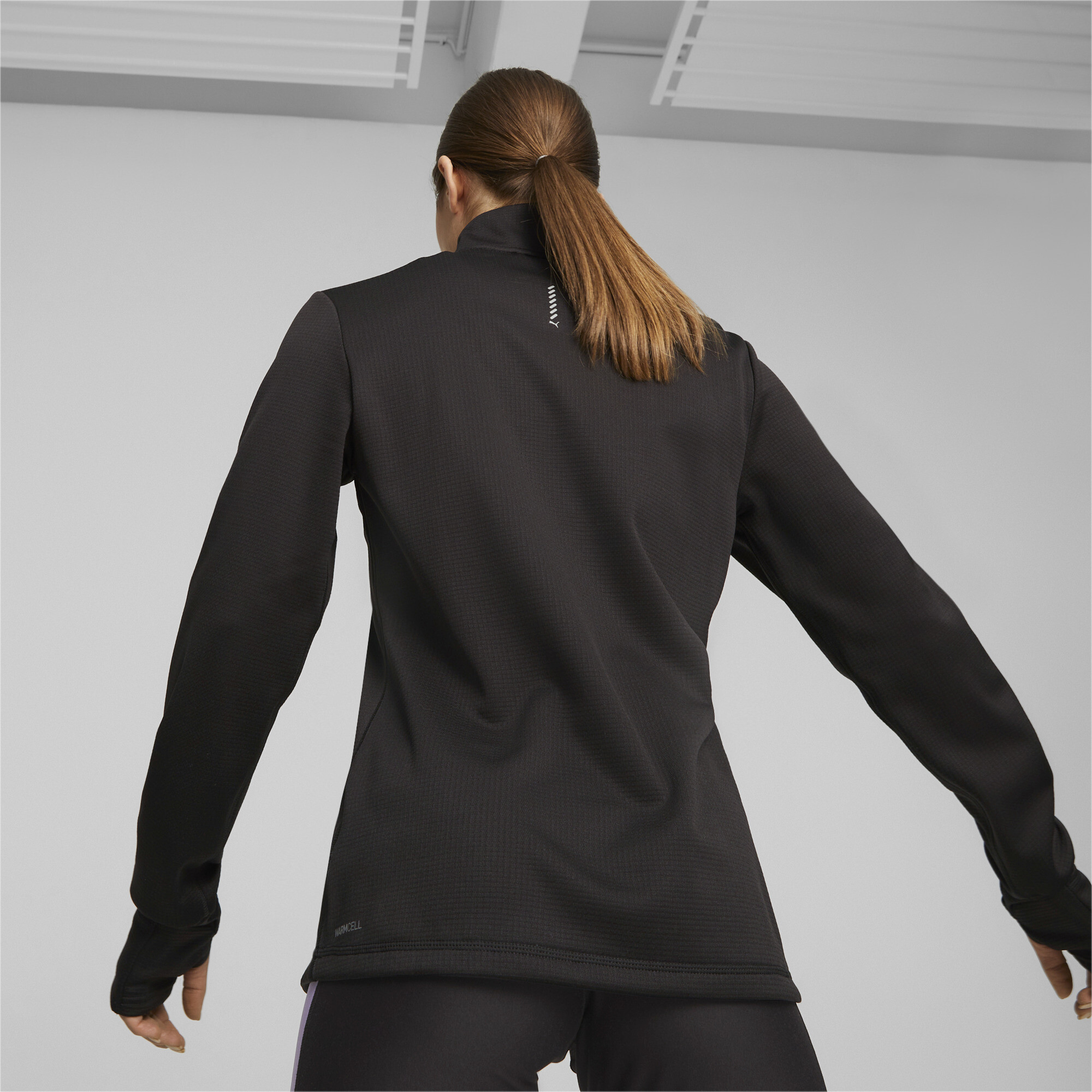 Women's PUMA Micro Fleece Running Pullover In Black, Size Large