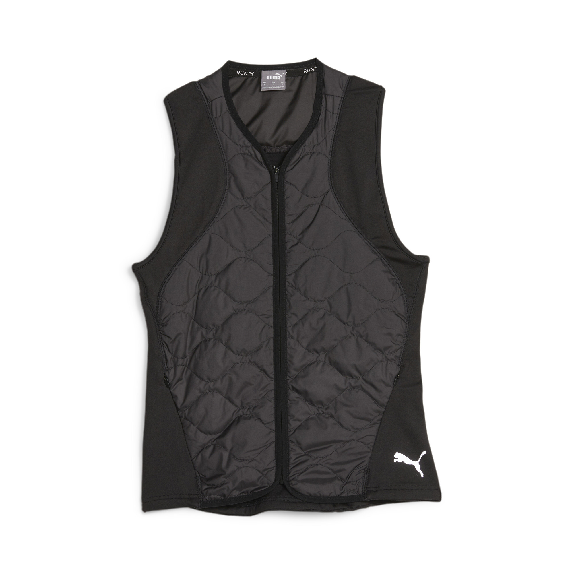 Women's PUMA RUN CLOUDSPUN WRMLBL Padded Running Vest In Black, Size 2X-Small