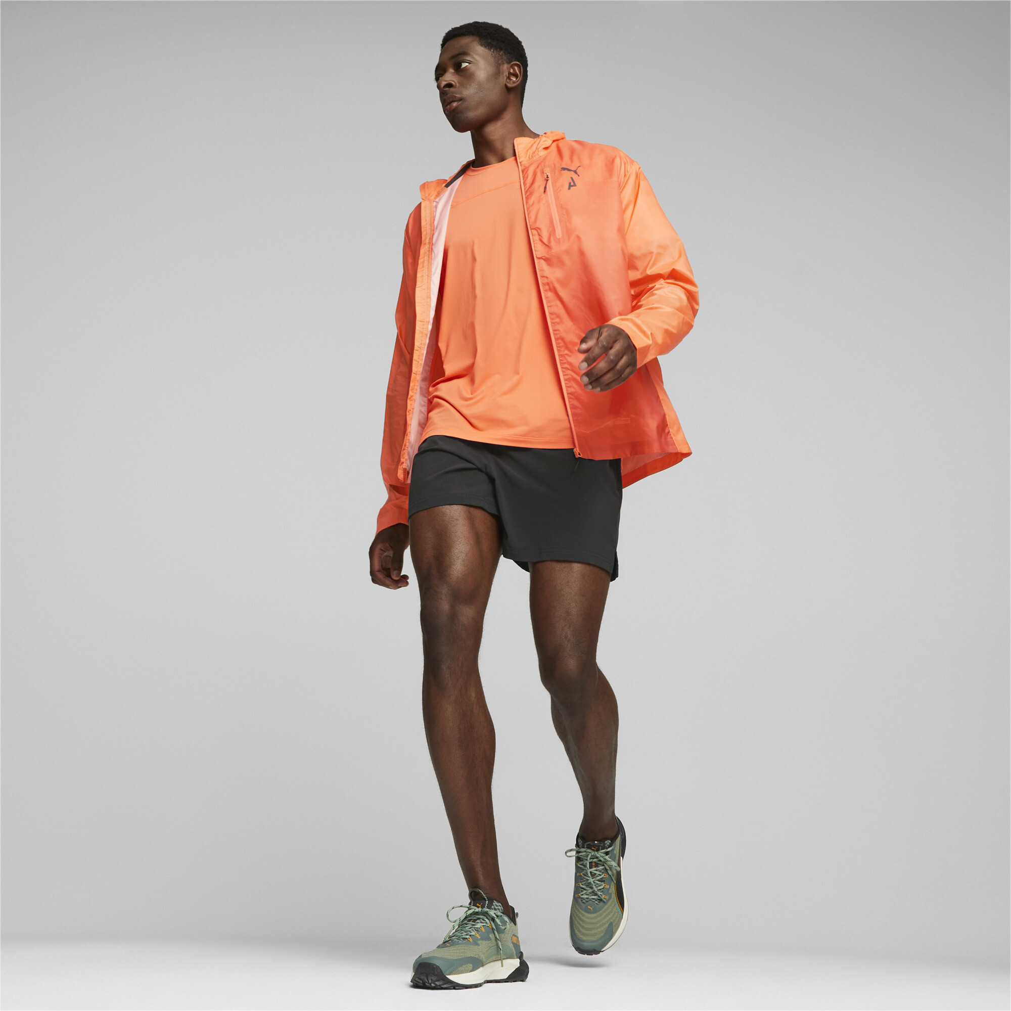 Men's Puma SEASONS's Lightweight Running Jacket, Orange, Size L, Clothing