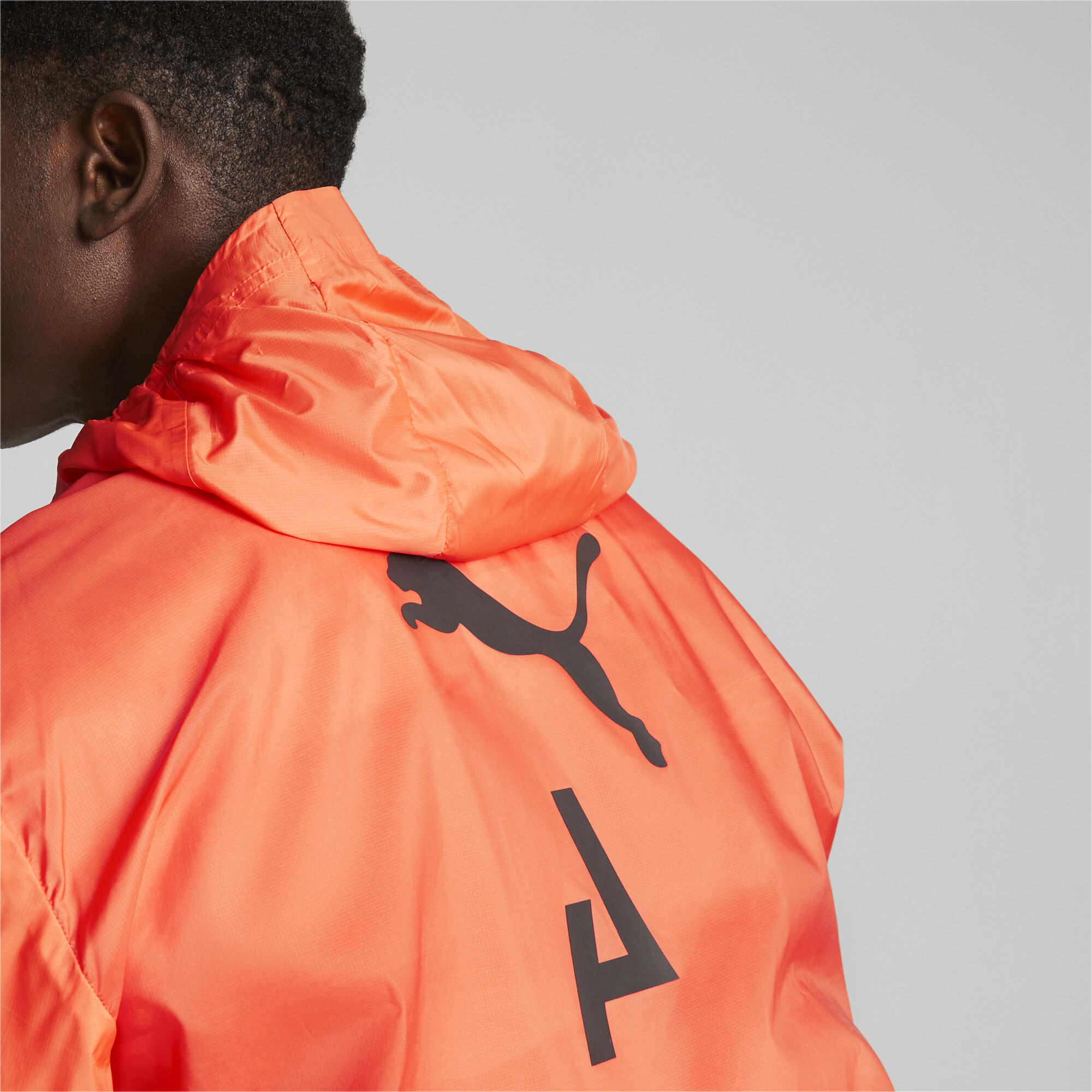 Men's Puma SEASONS's Lightweight Running Jacket, Orange, Size S, Clothing