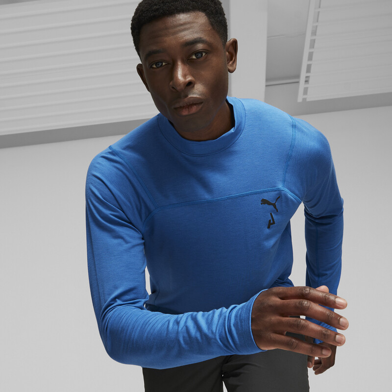 Men's PUMA SEASONS Long Sleeve T-shirt in Black/Blue size M