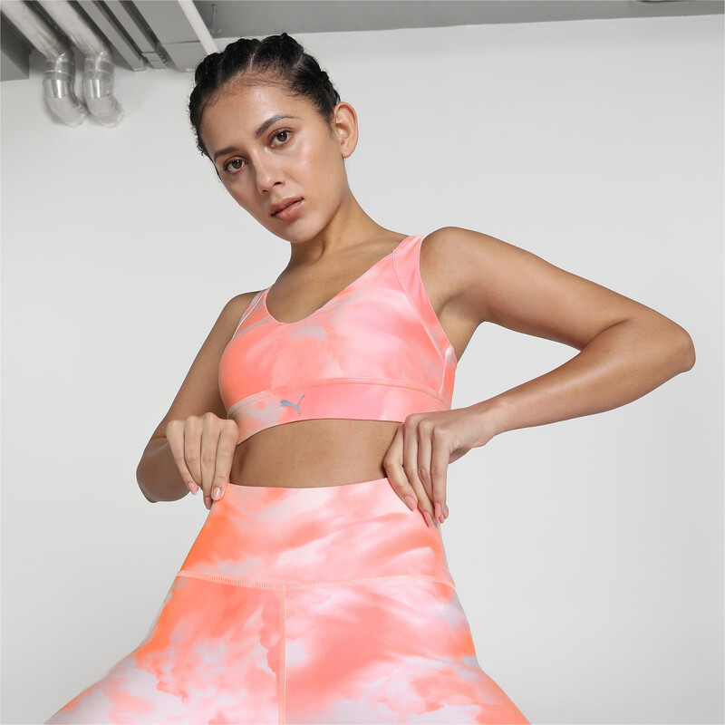 Women's PUMA Printed Ultraform Running Bra in Koral Ice size S