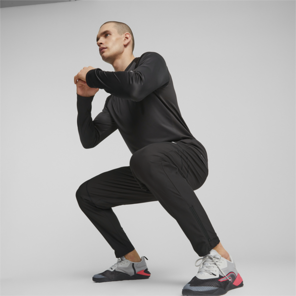 PUMA FIT Logo Graphic Long-Sleeve Training Tee Men, PUMA Black, large-ZAF
