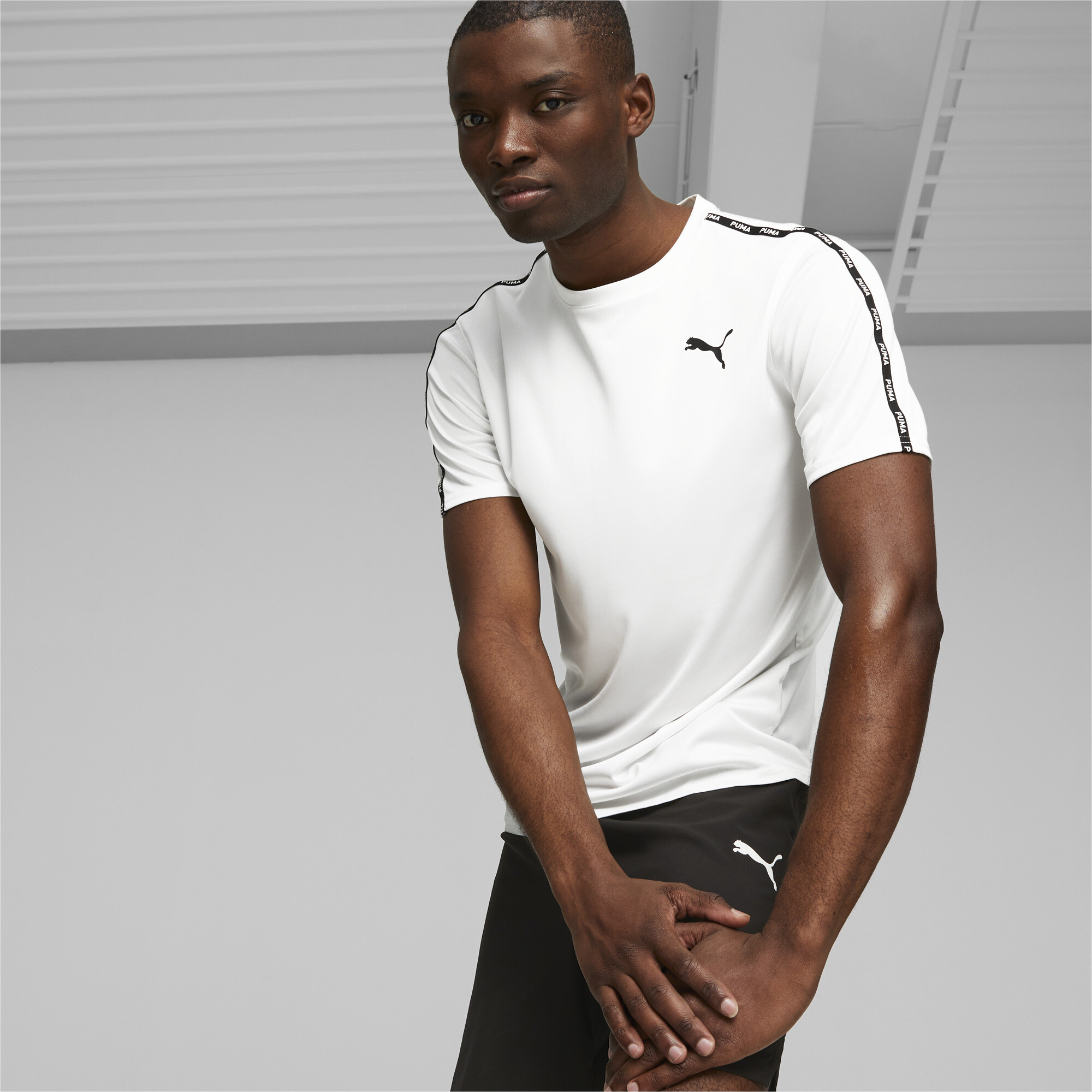 Men's Puma FIT's Taped Training T-Shirt, White, Size XXL, Clothing