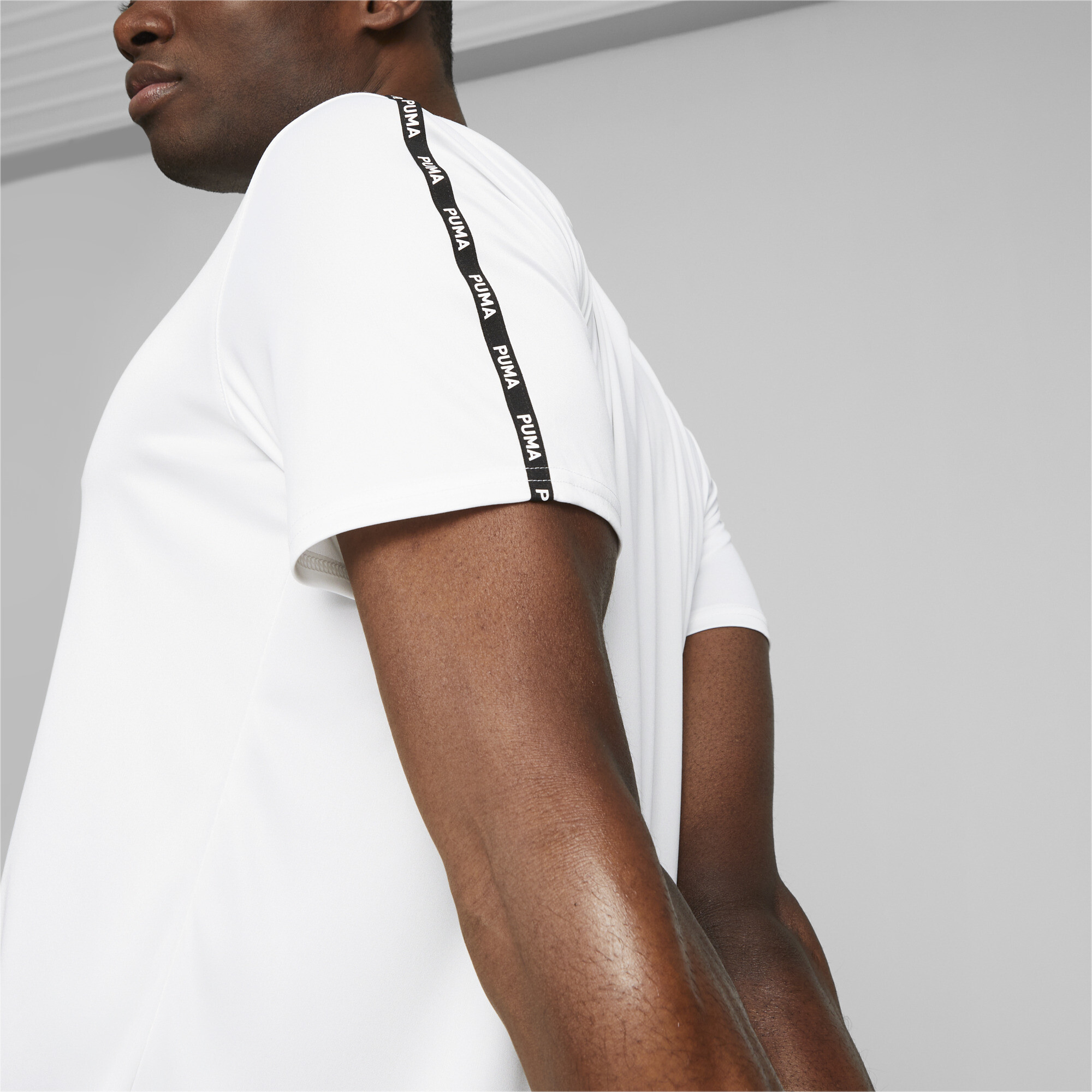 Men's Puma FIT's Taped Training T-Shirt, White, Size M, Clothing