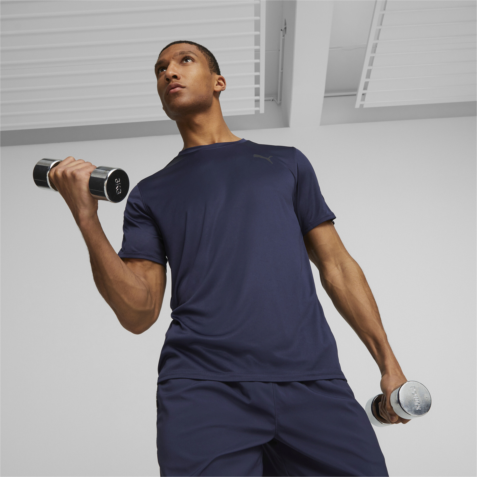 Men's Puma FIT's Taped Training T-Shirt, Blue, Size L, Clothing
