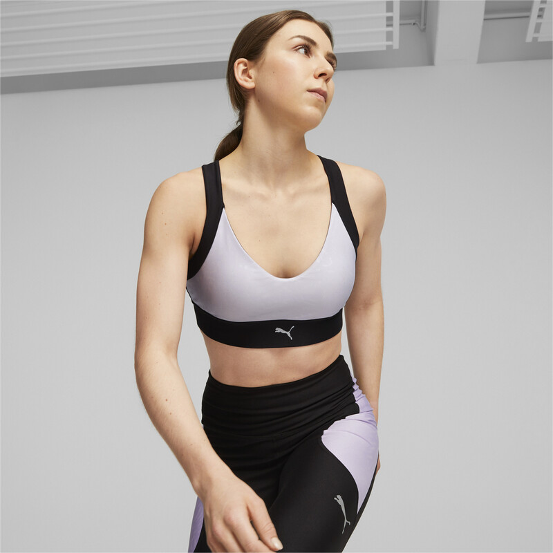 Women's PUMA Reflective Printed High-Impact Running Bra in Vivid Violet  size XL