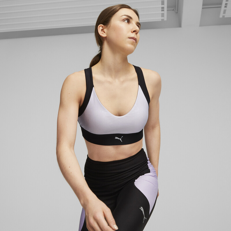 Women s PUMA Reflective Printed High Impact Running Bra in Vivid