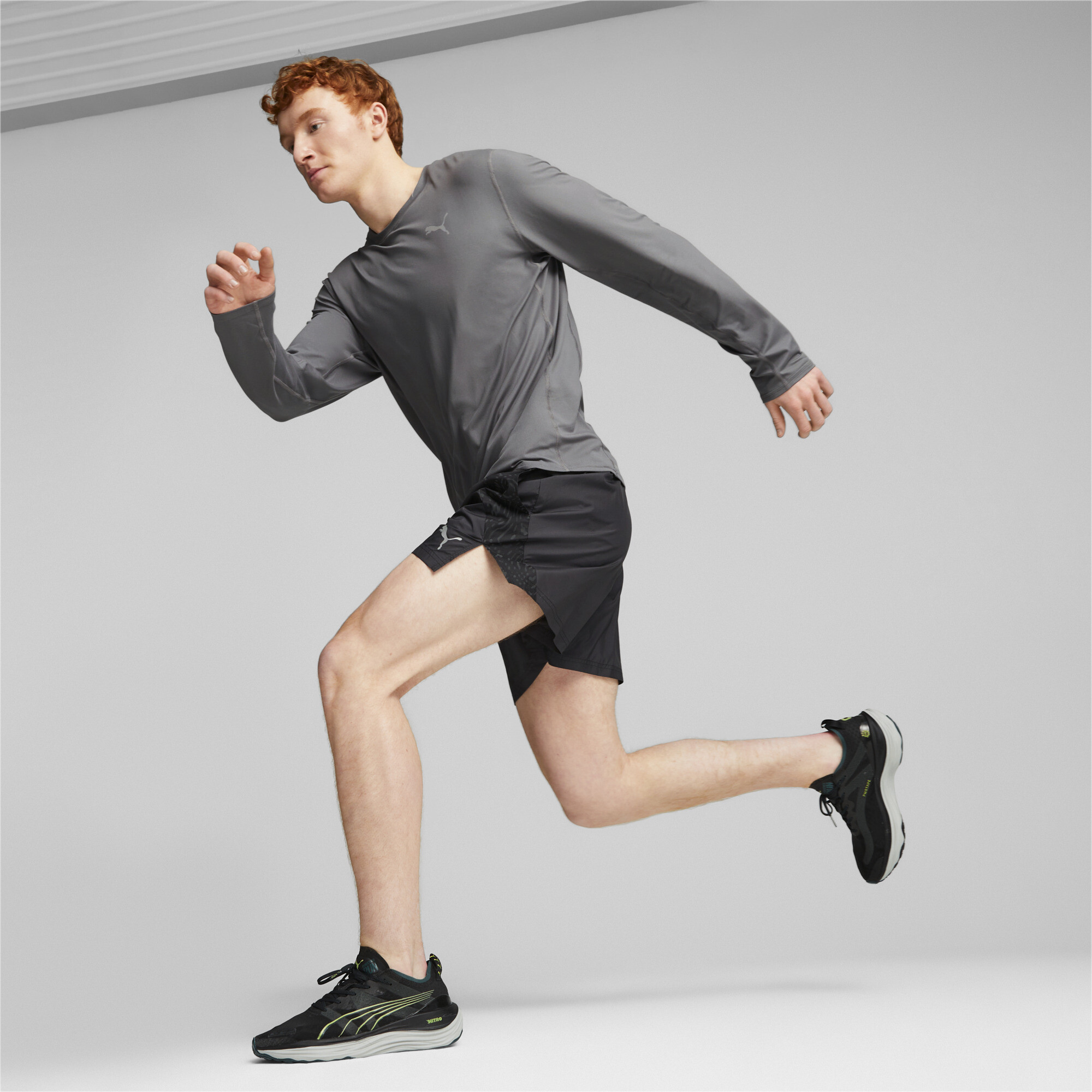 Men's RUN PUMA 5 Running Shorts In Black, Size 2XL