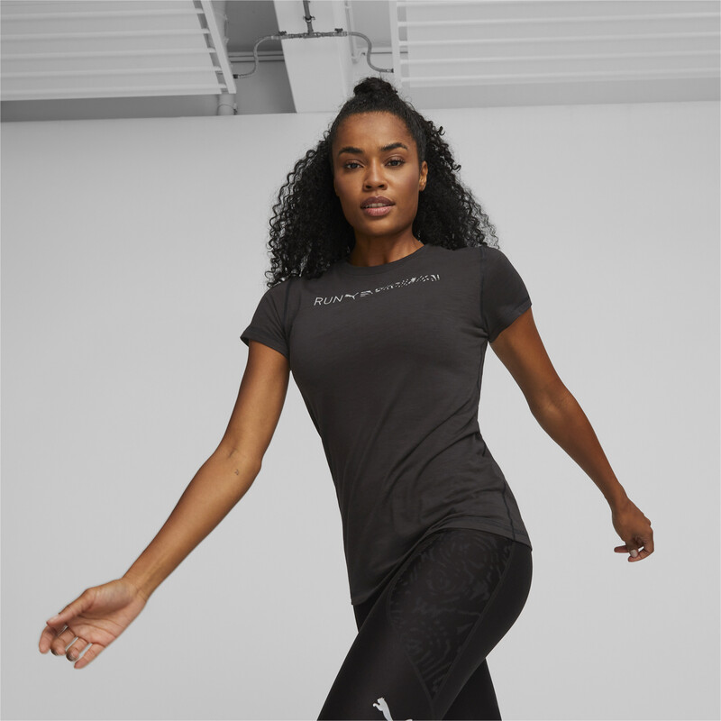 Women's PUMA RUN Training T-shirt, Black/gray