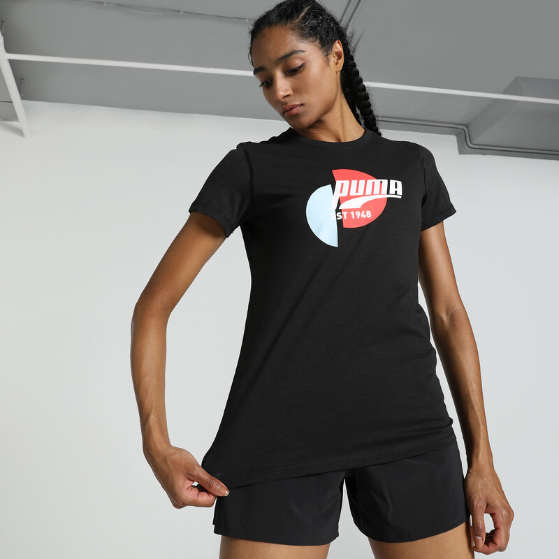 Women's PUMA Heritage Graphic T-shirt in Black size L