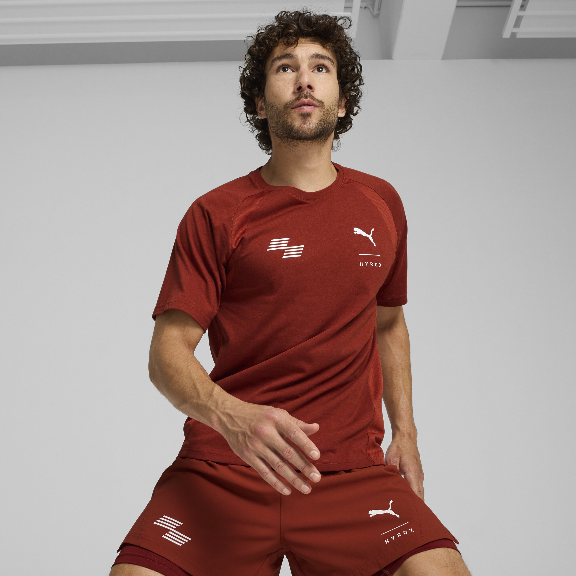 Puma x HYROX Triblend Trainings-T-Shirt Herren | Mit Plain | Mars Red | Größe: L