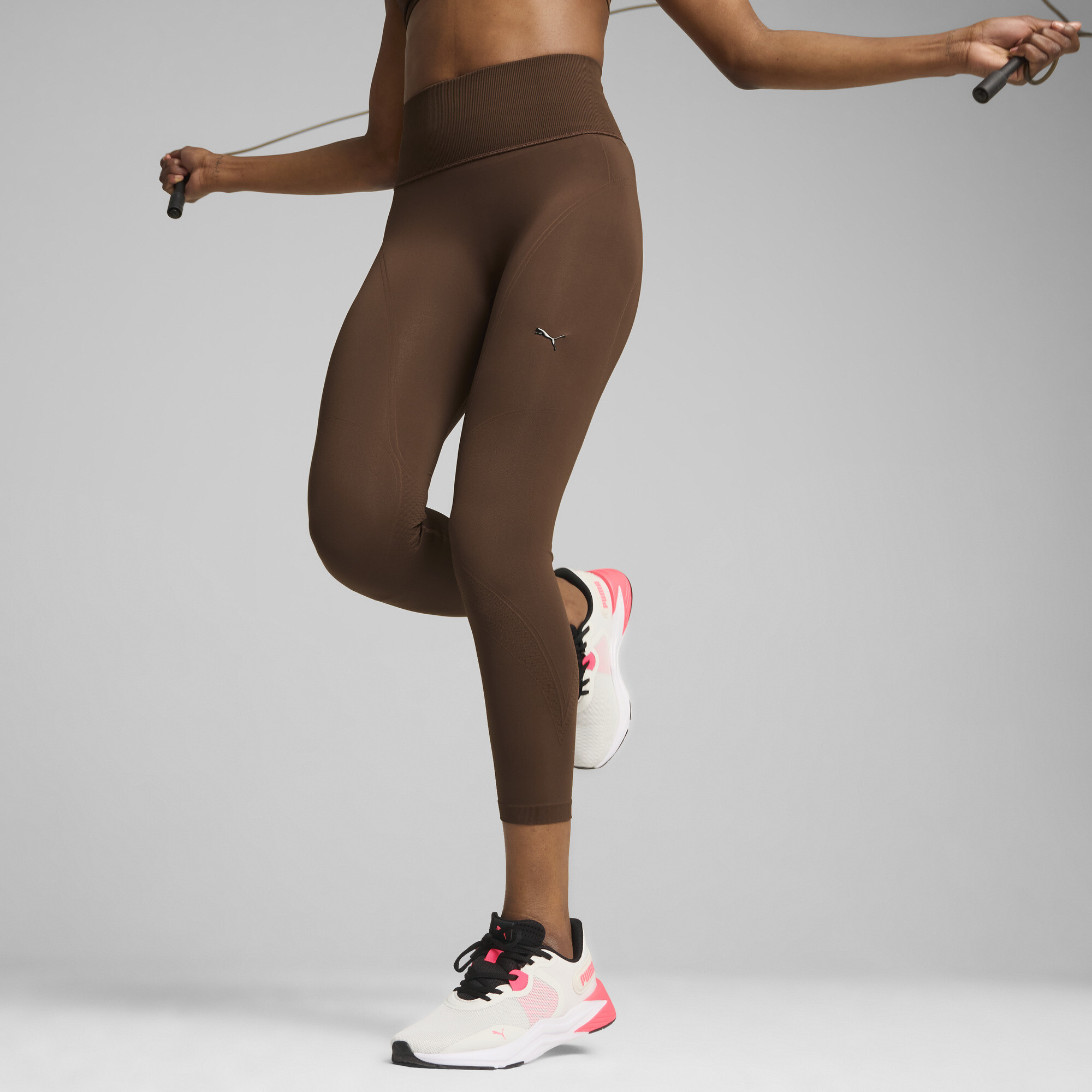 Women's Puma SHAPELUXE Seamless's Tights, Brown, Size L, Clothing