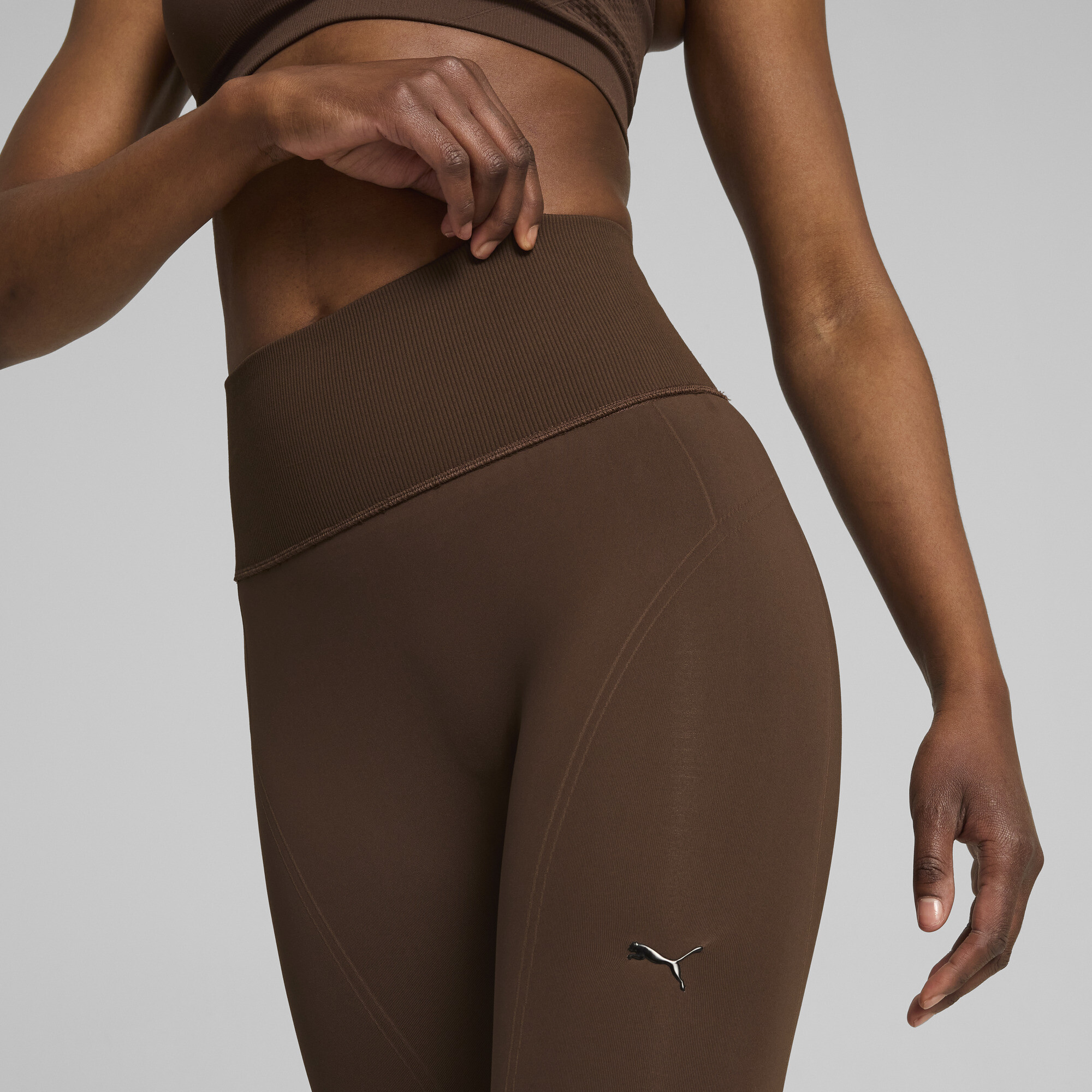 Women's Puma SHAPELUXE Seamless's Tights, Brown, Size L, Clothing