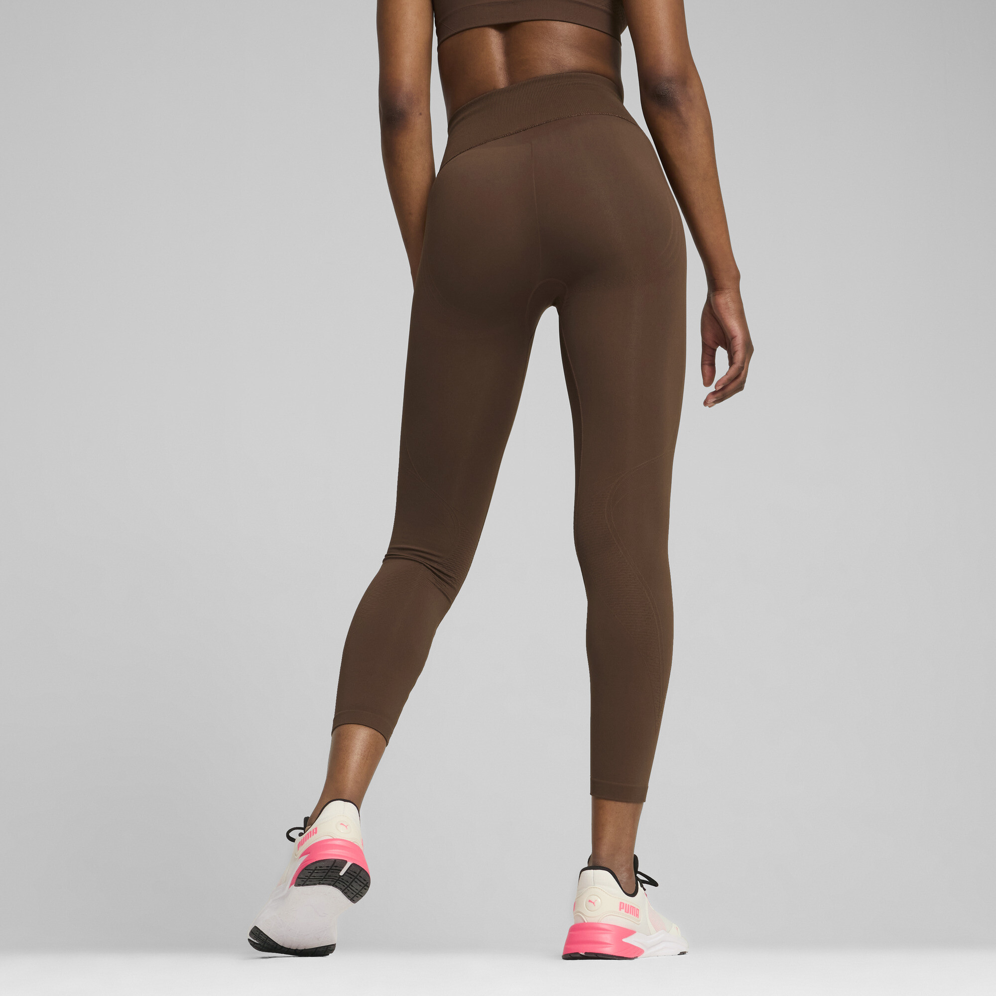 Women's Puma SHAPELUXE Seamless's Tights, Brown, Size L, Clothing