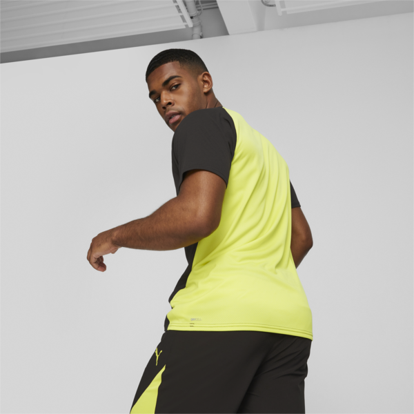 PUMA FIT Men's Triblend Training Tee, PUMA Black-Yellow Burst, large-ZAF