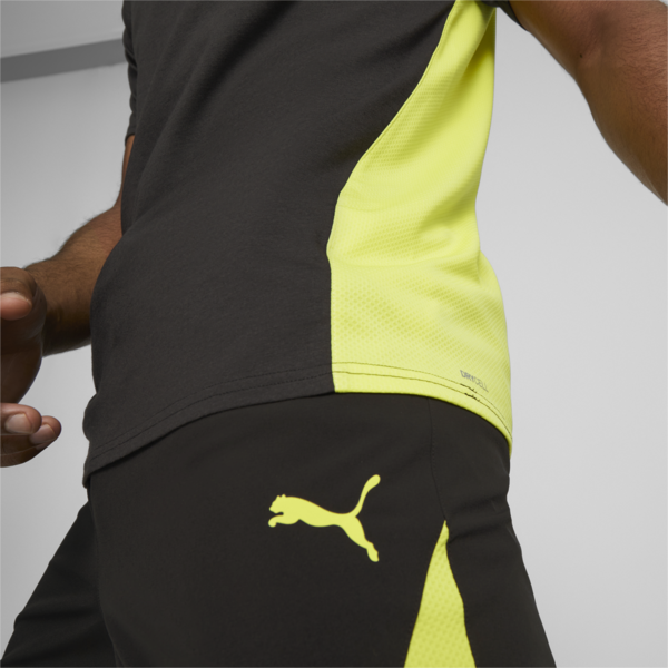 PUMA FIT Men's Triblend Training Tee, PUMA Black-Yellow Burst, large-ZAF