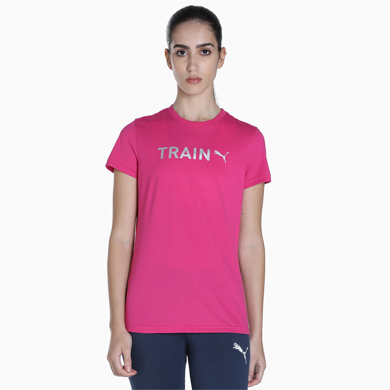 Women s PUMA Graphic Regular Fit Training T Shirt in Black Pink size M