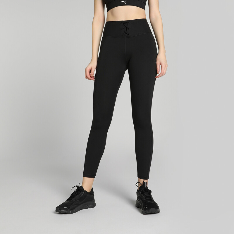 Women's PUMA Cloudspun Ribbed Training Tights in Black size XL