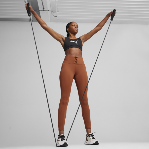 WOMEN'S CLOUDSPUN RIBBED TRAINING TIGHTS, Teak, large-ZAF