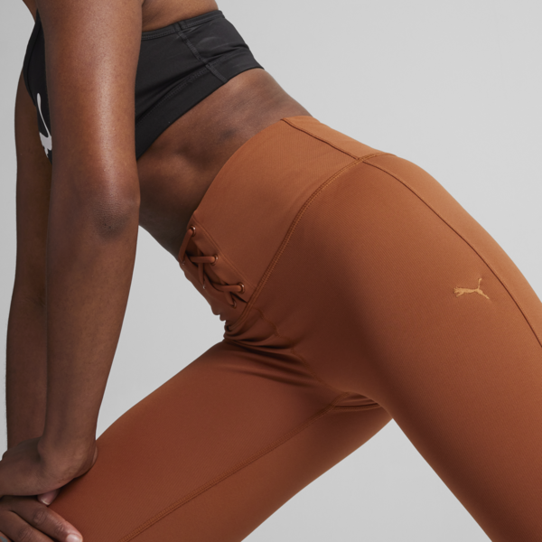 WOMEN'S CLOUDSPUN RIBBED TRAINING TIGHTS, Teak, large-ZAF