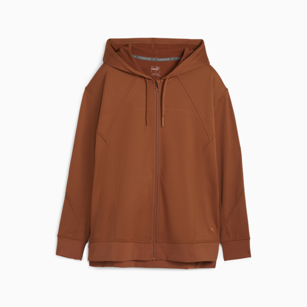 WOMEN'S CLOUDSPUN FULL-ZIP TRAINING HOODIE, Teak, large-ZAF