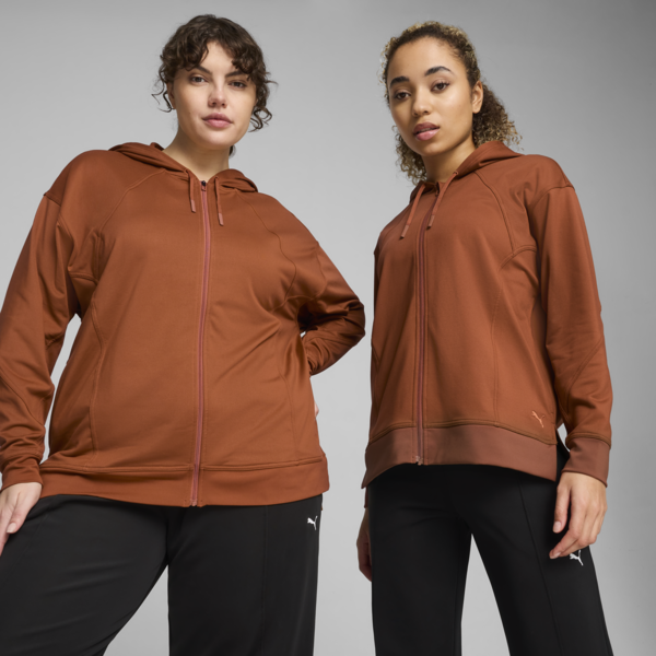 WOMEN'S CLOUDSPUN FULL-ZIP TRAINING HOODIE, Teak, large-ZAF